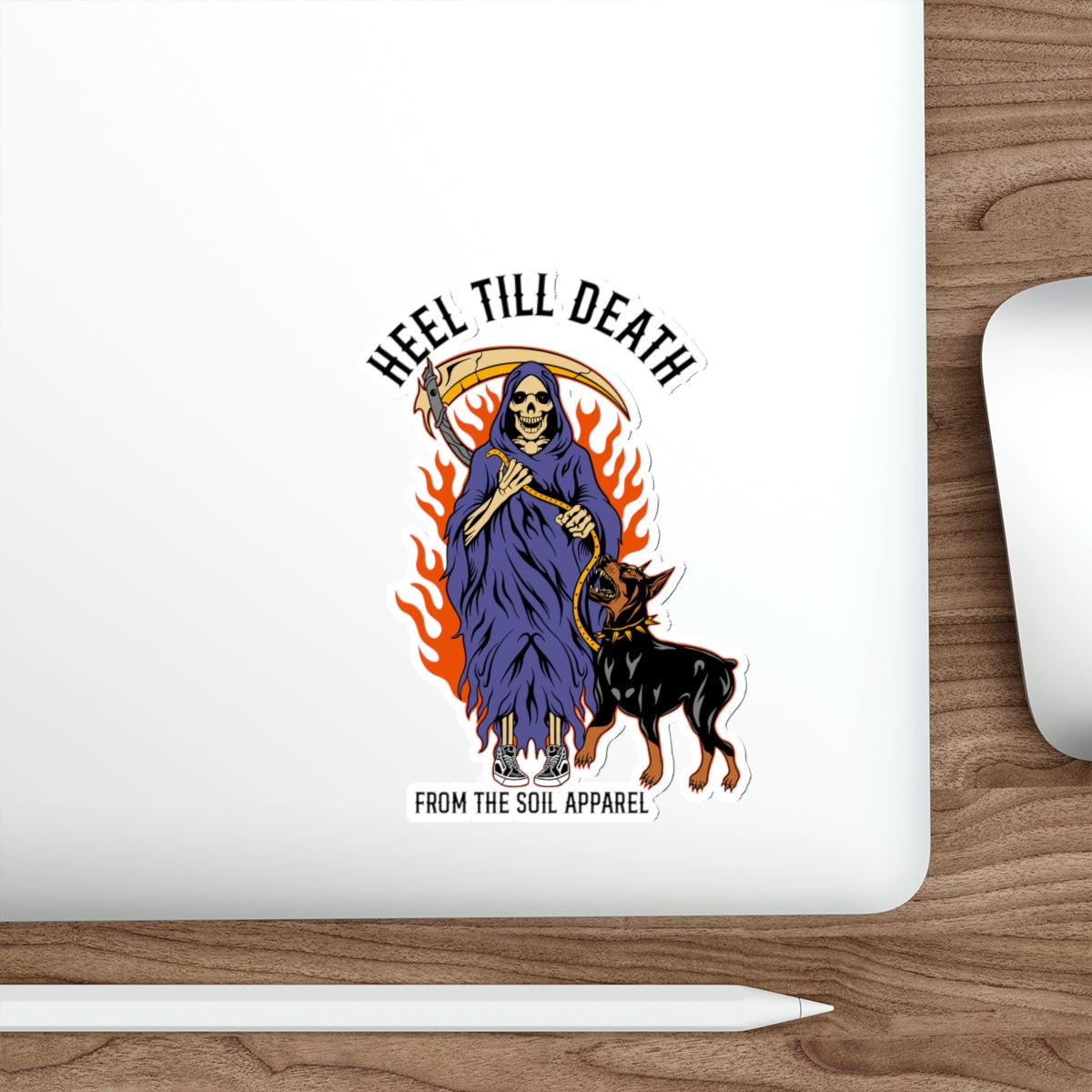 Heel till death sticker