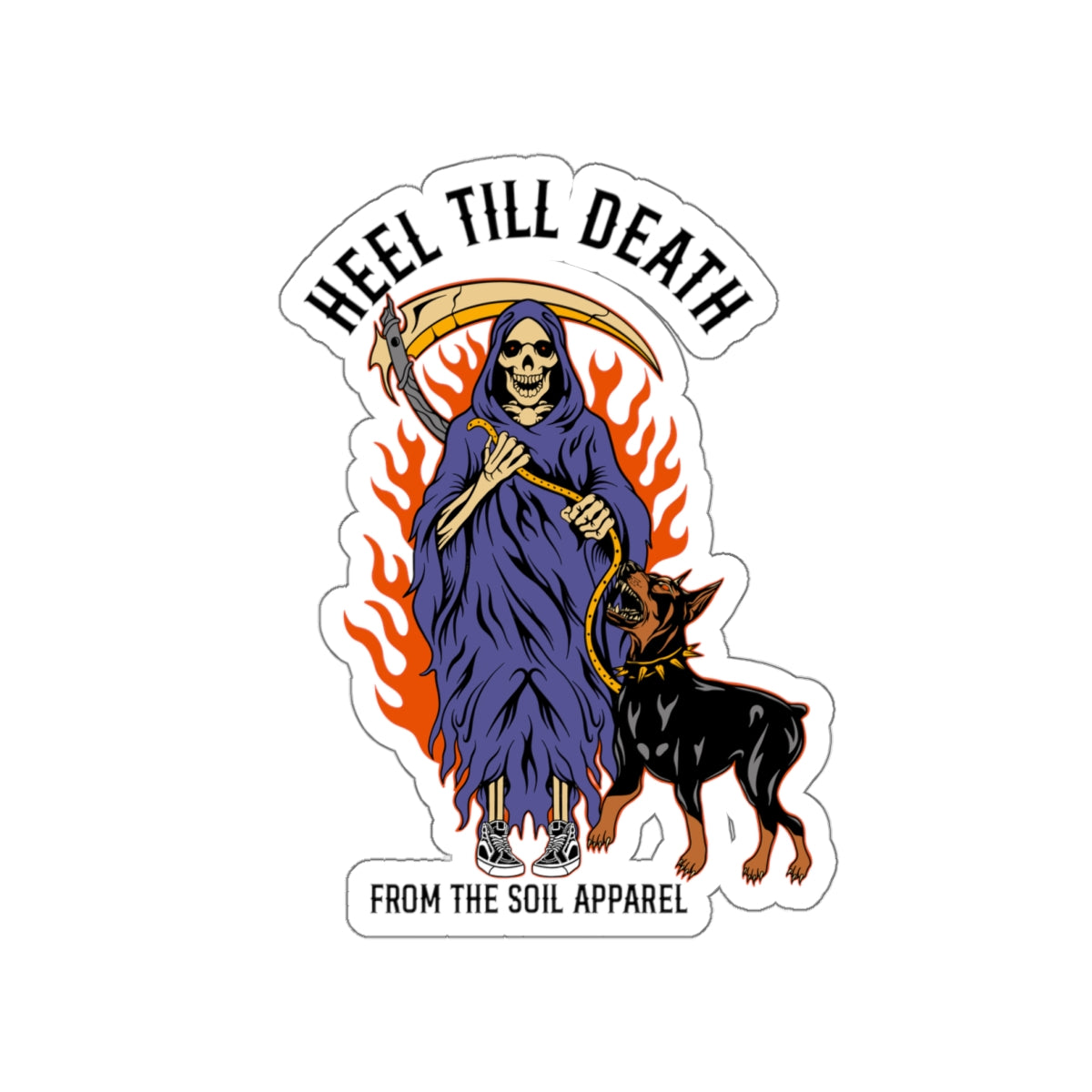 Heel till death sticker