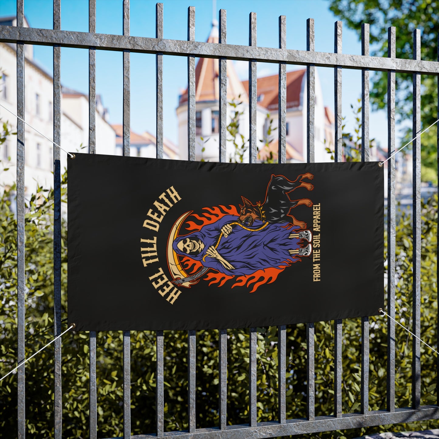 Heel till death Vinyl Banners